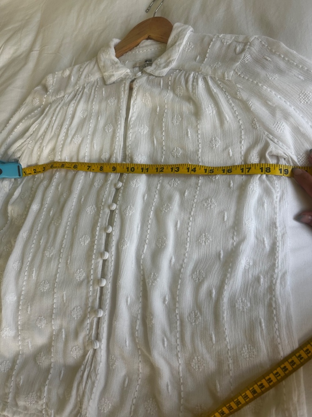 amuse society white embroidered swiss dot button front blouse size small - Picture 8 of 14